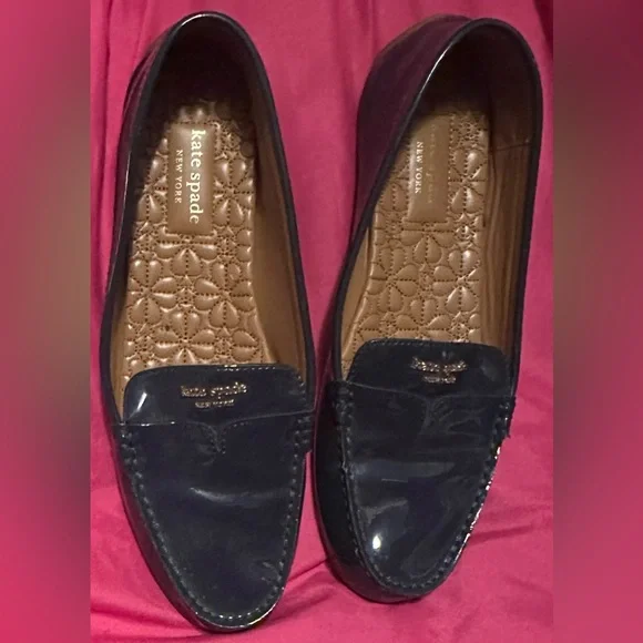 kate spade Shoes Kate Spade Navy Blue Patent Leather Flats